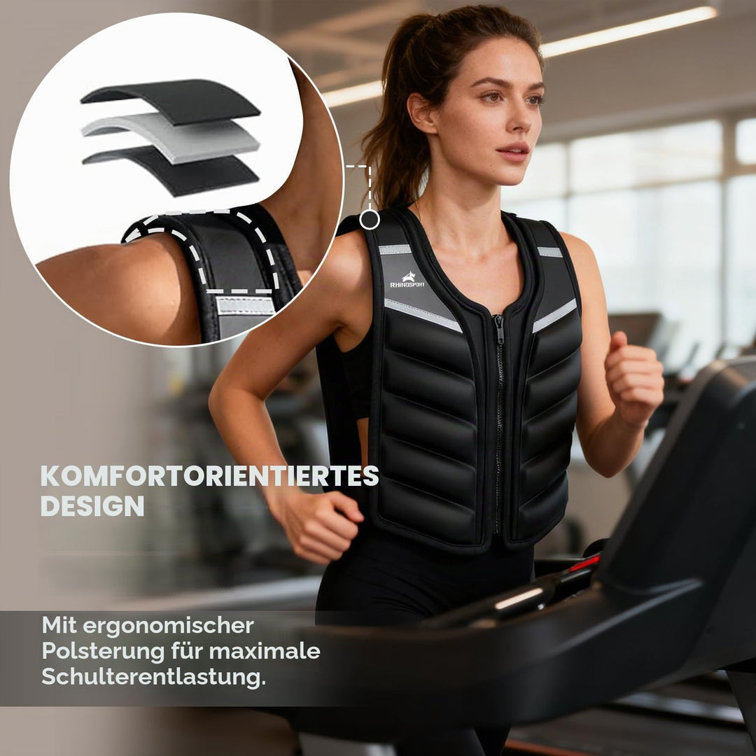 Gewichtsweste 4,5 kg 6,8kg 9,1kg für Damen &amp; Herren - Premium Fitness Weste mit reflektierenden Stre