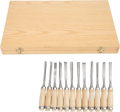 12 Stück Holz-Schnitzwerkzeug Set, Stechbeitelsatz für Holz, Tranchiermesser Holzschnitzset Hand Mei