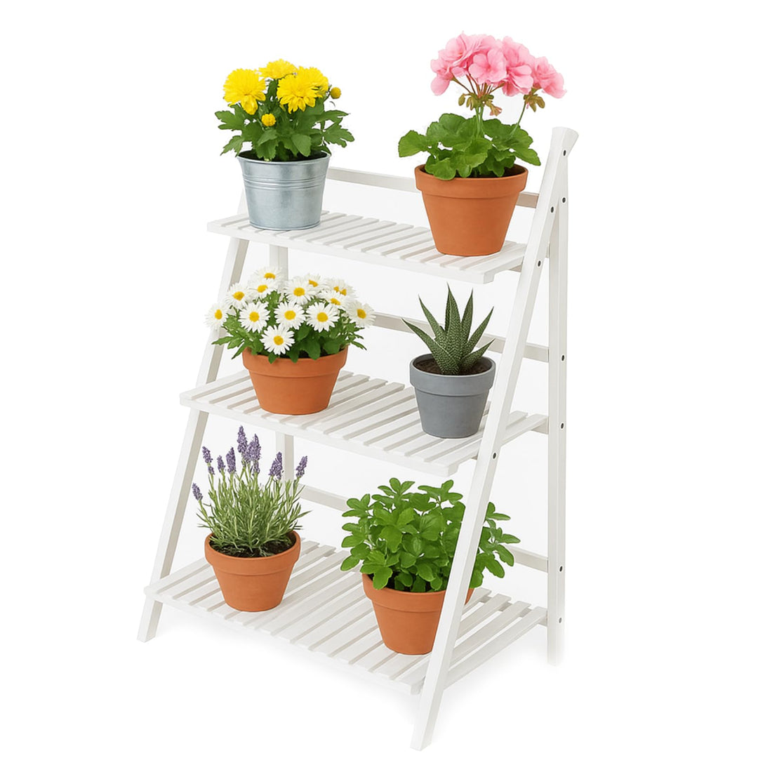 Cocoarm Blumentreppe Weiss Draussen Blumenregal Pflanzenregal Balkon Pflanzentreppe 3 Ebenen Blumens