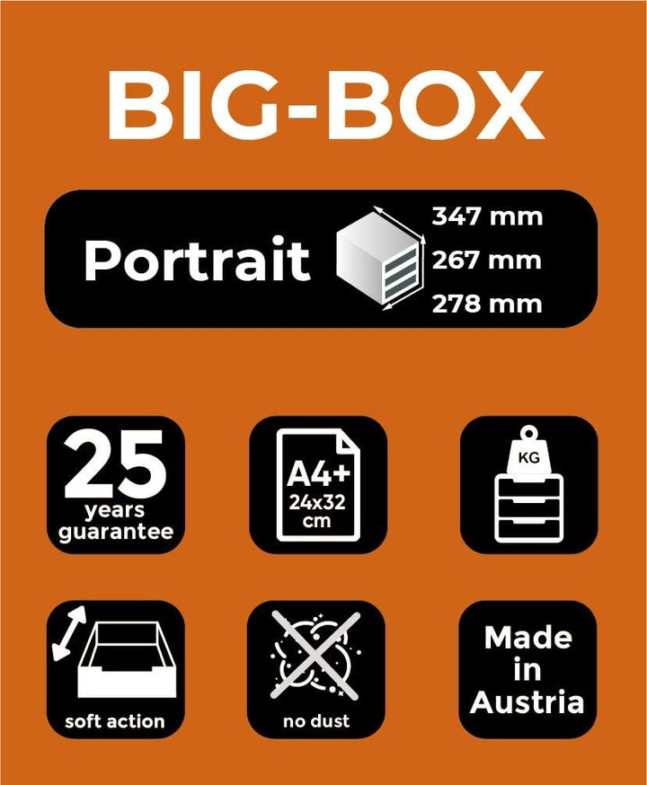 Exacompta 310014D Premium Ablagebox mit 4 Schubladen für DIN A4+ Dokumente. Belastbare Schubladenbox