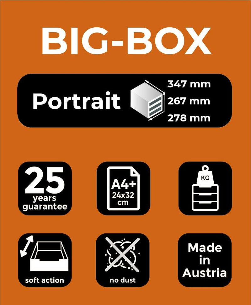 Exacompta 310041D Premium Ablagebox mit 4 Schubladen für DIN A4+ Dokumente. Belastbare Schubladenbox