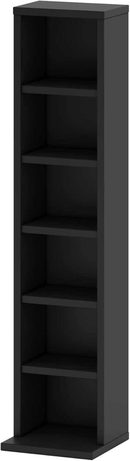 Media Tower CD DVD Regal 102 CDs lub 36 DVDs/Blue Ray (Schwarz, 20x21x91.8) Schwarz 20 x 21 x 91.8,