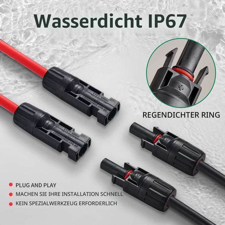 GENORTH 6 mm² Solarkabel Y-Verteiler 3 Paar,1Y2 Solarpanel Y Stecker 10AWG Y Stecker Fotovoltaik Kab