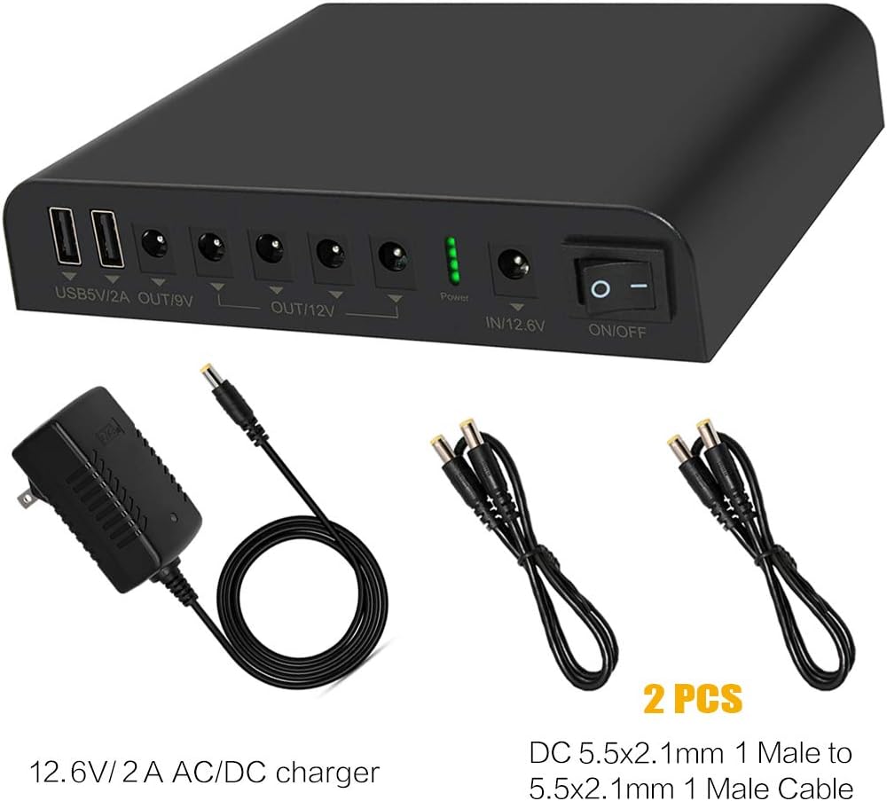 TalentCell Mini USV, Unterbrechungsfreie Stromversorgung, 12/9/5V Lithium-Ionen-Akku, wiederaufladba