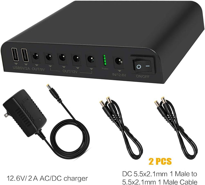 TalentCell Mini USV, Unterbrechungsfreie Stromversorgung, 12/9/5V Lithium-Ionen-Akku, wiederaufladba
