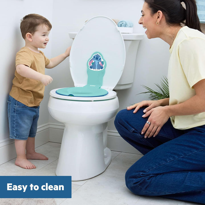 Bright Starts, Disney Baby Stitch Flip & Sit Töpfchensitz, Sicherer Toilettenaufsatz mit Rutschfeste