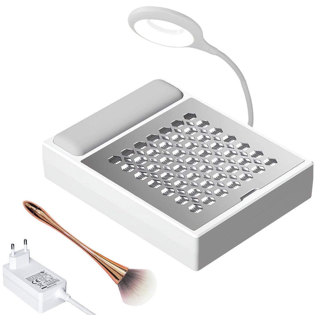 Staubabsaugung für Nägel, FREEUP Professionell Nagelstaubsauger mit filter & Lampe, Leiser Absaugung