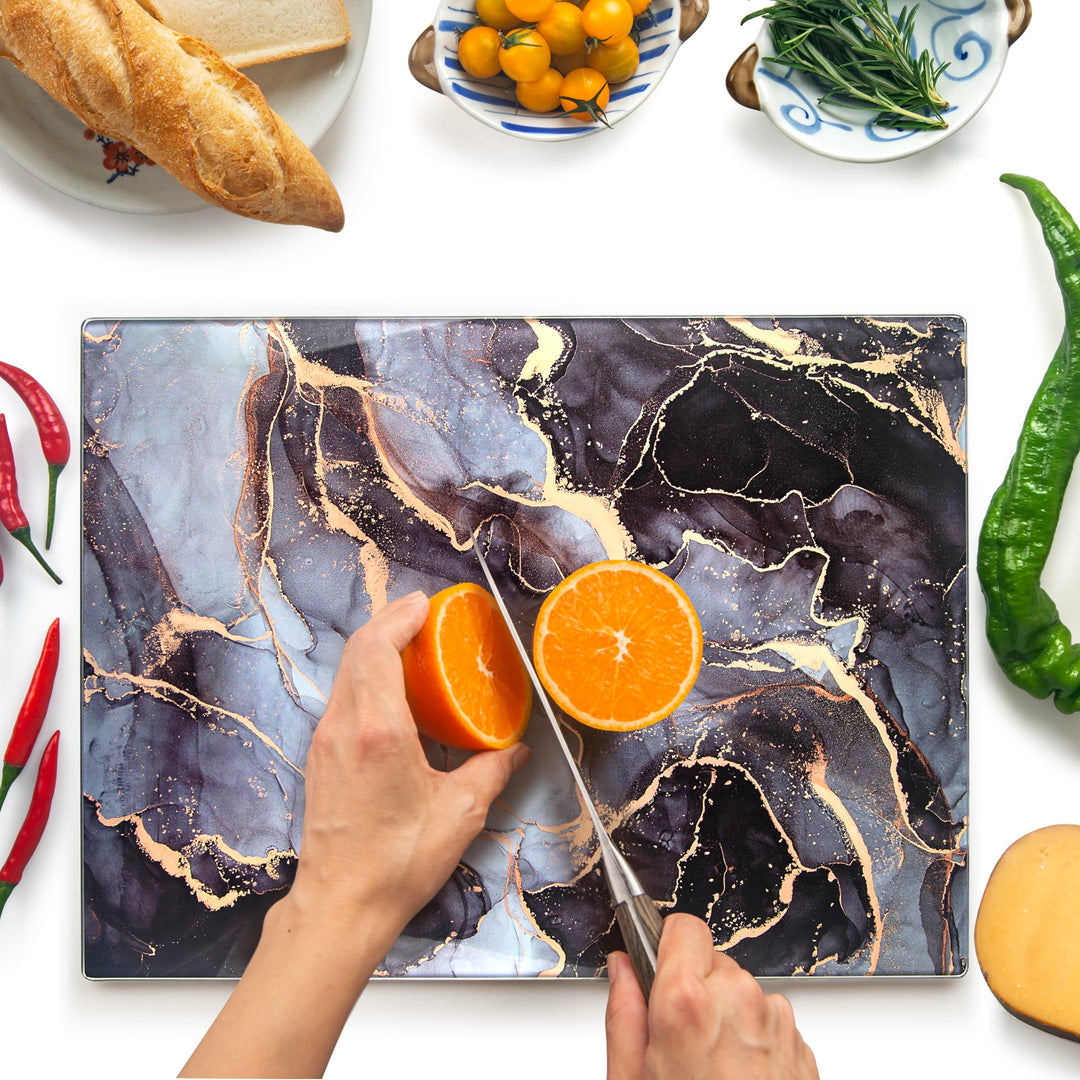Glasschneidebrett 40×30cm – Hygienisches Schneidebrett aus gehärtetem Glas – Hitzebeständig, Kratzfe