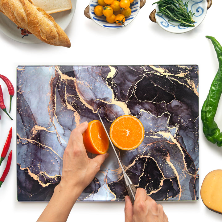 Glasschneidebrett 40×30cm – Hygienisches Schneidebrett aus gehärtetem Glas – Hitzebeständig, Kratzfe