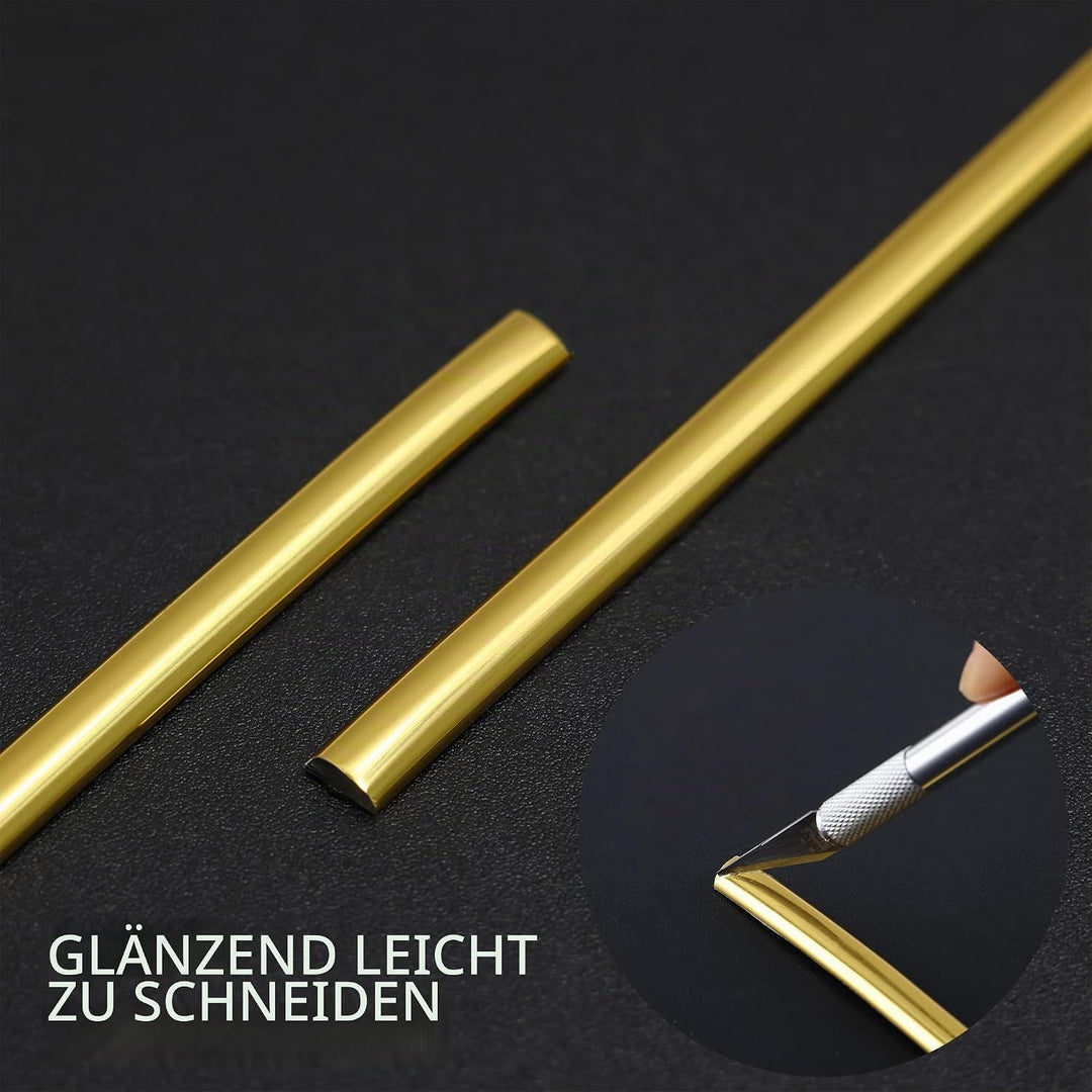 10m Goldene Zierleiste, abziehen und aufkleben, flexible Spiegel, Wand, Decke, Boden, Schrank, Flies