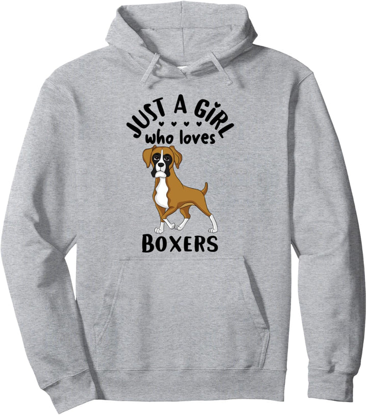 Funny Playful Dog Lover Gift Just A Girl Who Loves Boxers Pullover Hoodie