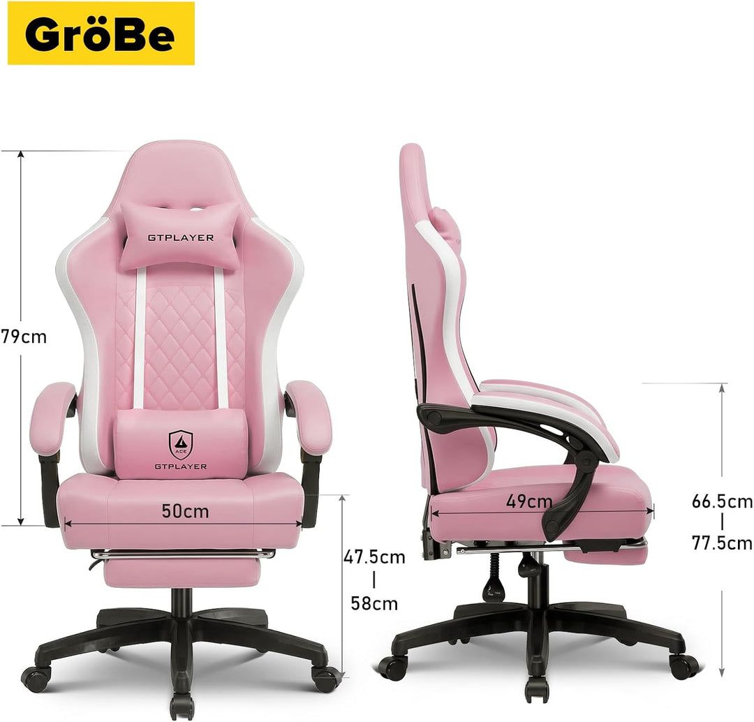 GTPLAYER Gaming Stuhl Ergonomischer Gaming Sessel Schreibtischstuhl Kunstleder, Federsitzkissen, Ver