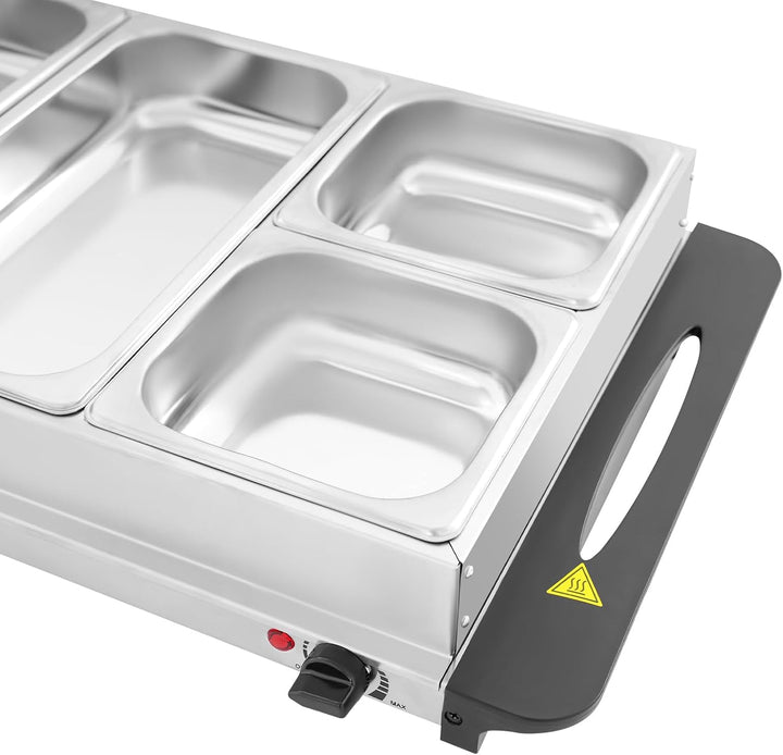 Buffet Speisewärmer Buffetwärmer mit 4 Herausnehmbaren Tabletts &amp; Warmhalteplatte, Buffet Wärmer 300