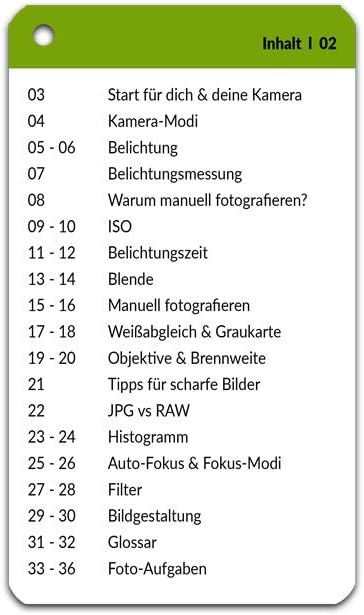Fotokarten Grundlagen Fotografie Checkkarte - Fotografieren Lernen für Einsteiger & Anfänger - Spick