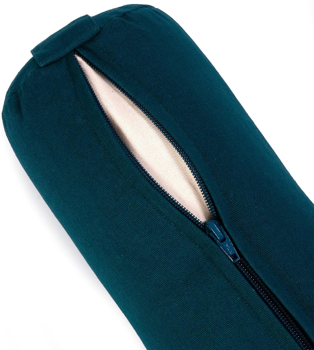 Yoga Studio Bio-Buchweizen-Mini-Nackenrolle, perfekt für Yoga und Rückendehnung, 32 x 12 cm Blaugrün