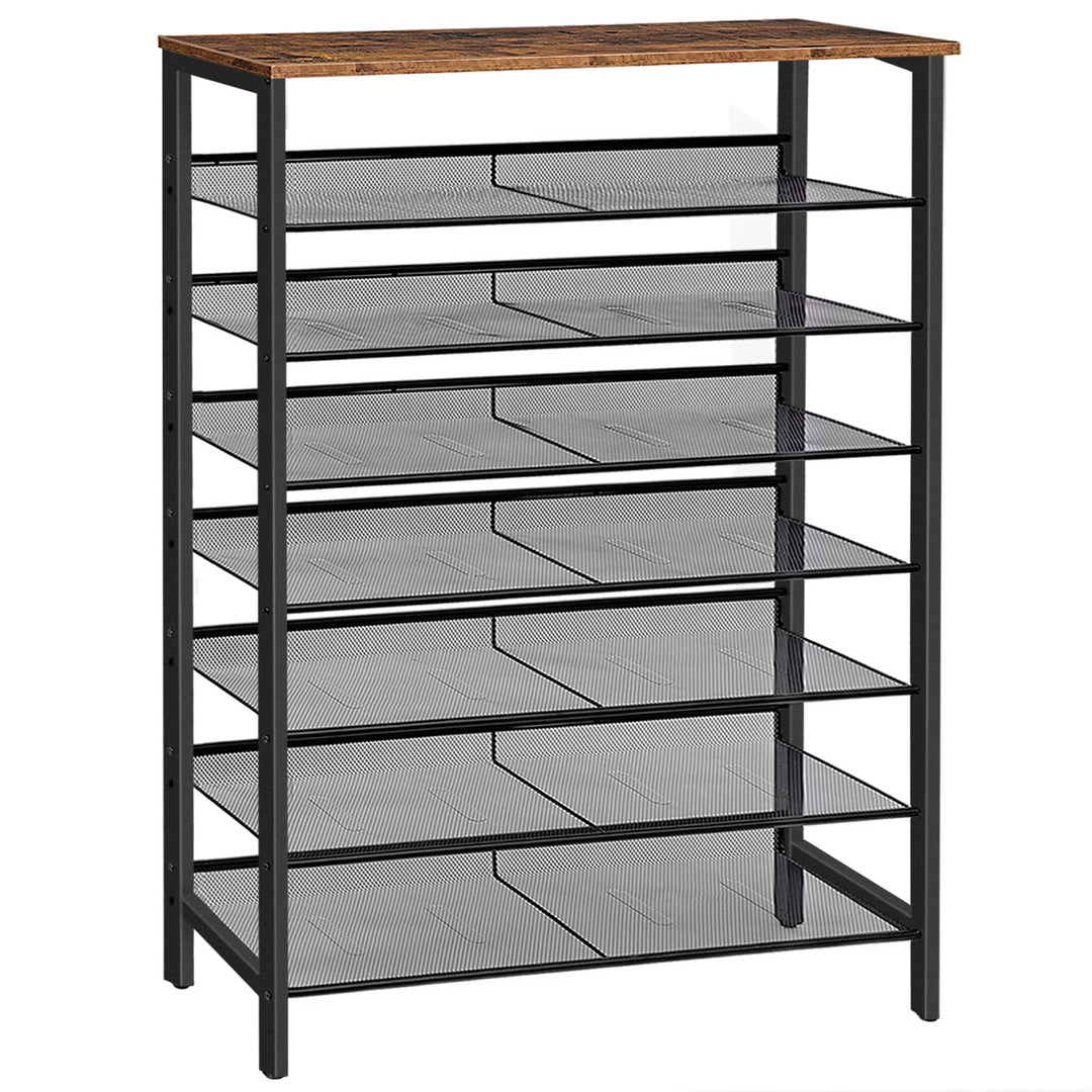 HOOBRO 8-stöckiges Schuhregal, Schuhschrank hoch, Grosse schmal Schuhablage, Flache und kippbare, 10