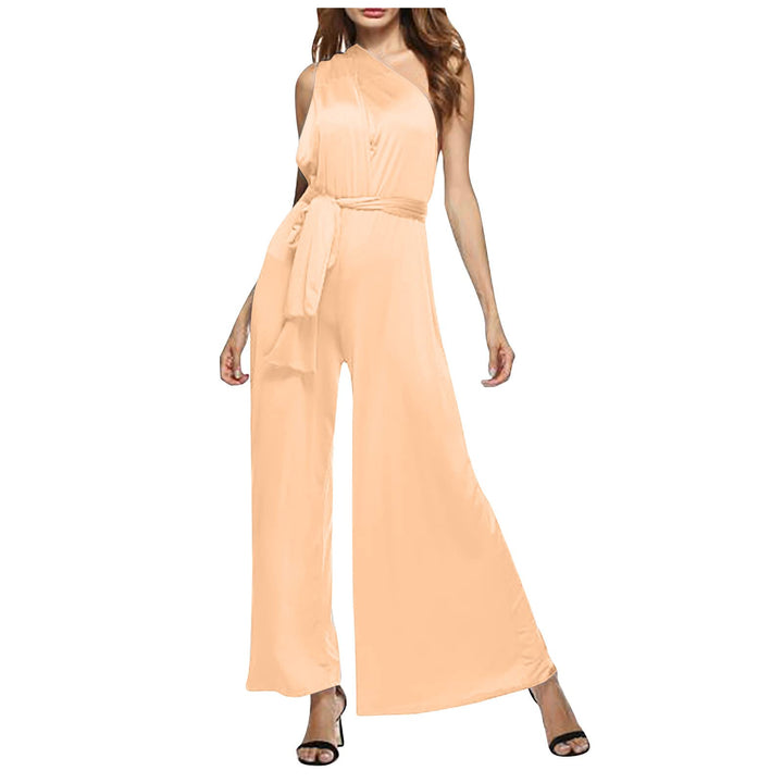 Ansenesna Jumpsuit Damen Sommer Lang Elegant Weites Bein Overall Frauen Rückenfrei V Ausschnitt Einf