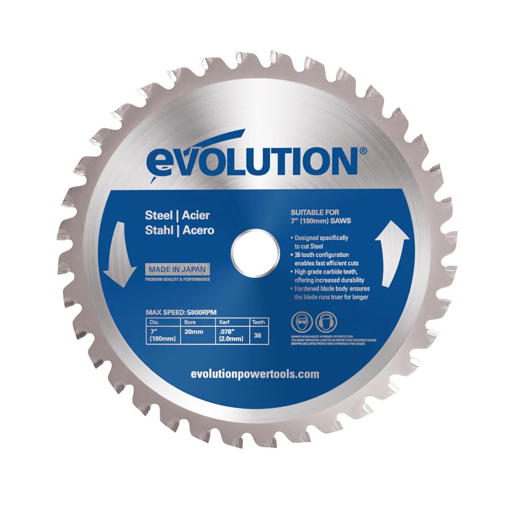 Evolution Power Tools Edelstahl Sägeblatt, 180BLADEST, 36 Zähne, 7 Inch