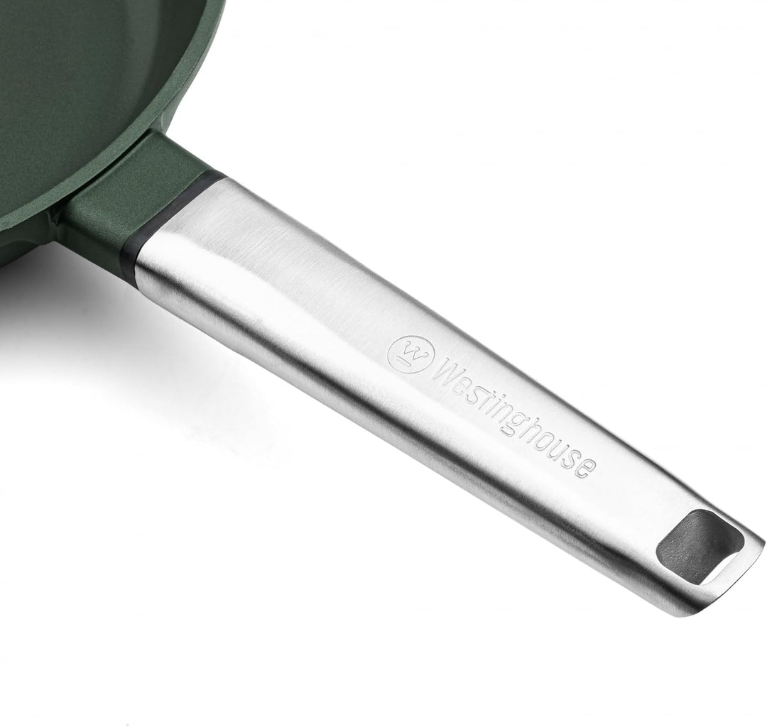 Westinghouse PERFORMANCE SERIES Wok Pfanne mit Deckel, Beschichtete Pfanne 28 cm mit Edelstahl-Griff