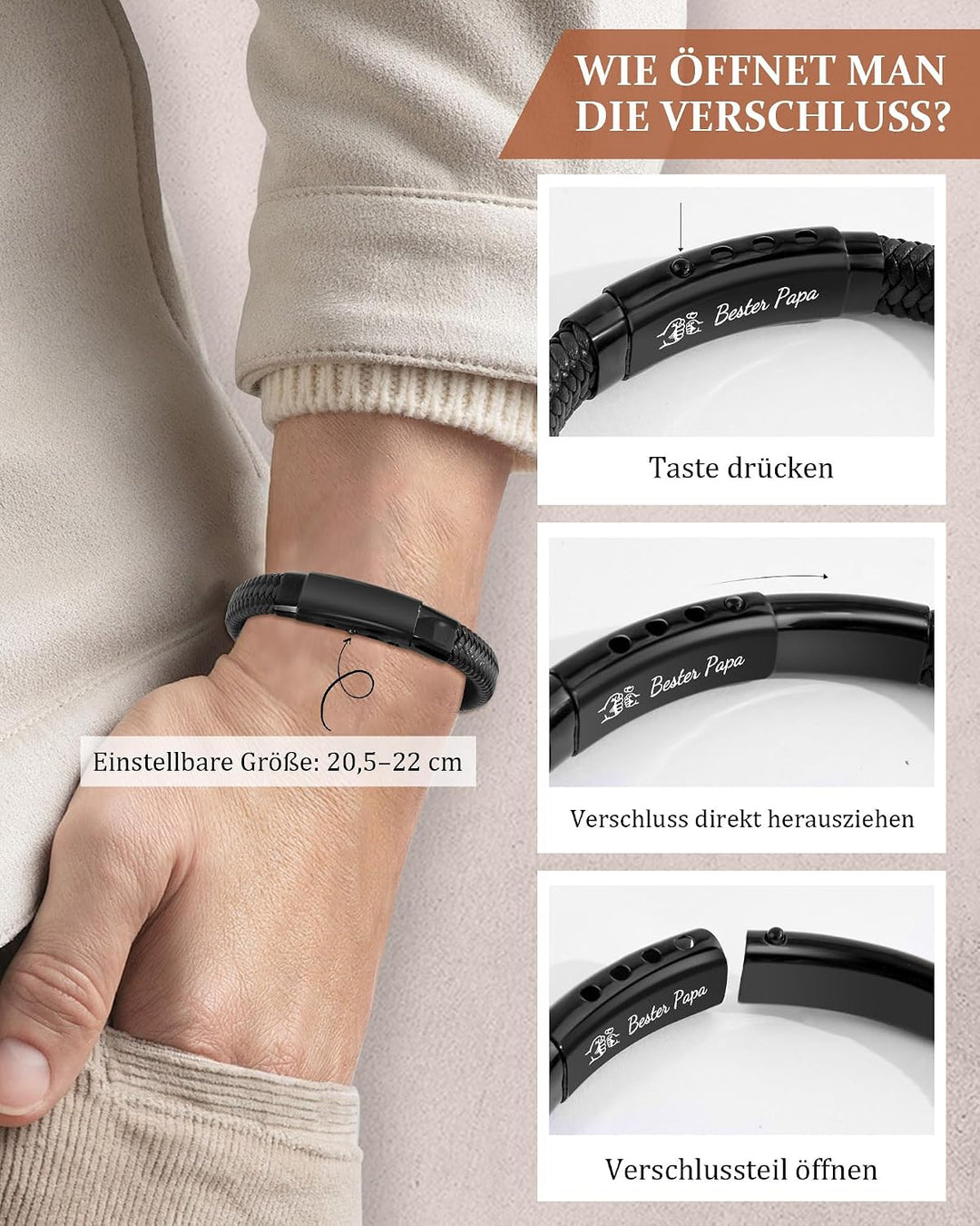CheersLife 13-18. 30 40 50 60 Geburtstagsgeschenk für Männer Jungen, Verstellbar Lederarmband zum Ge