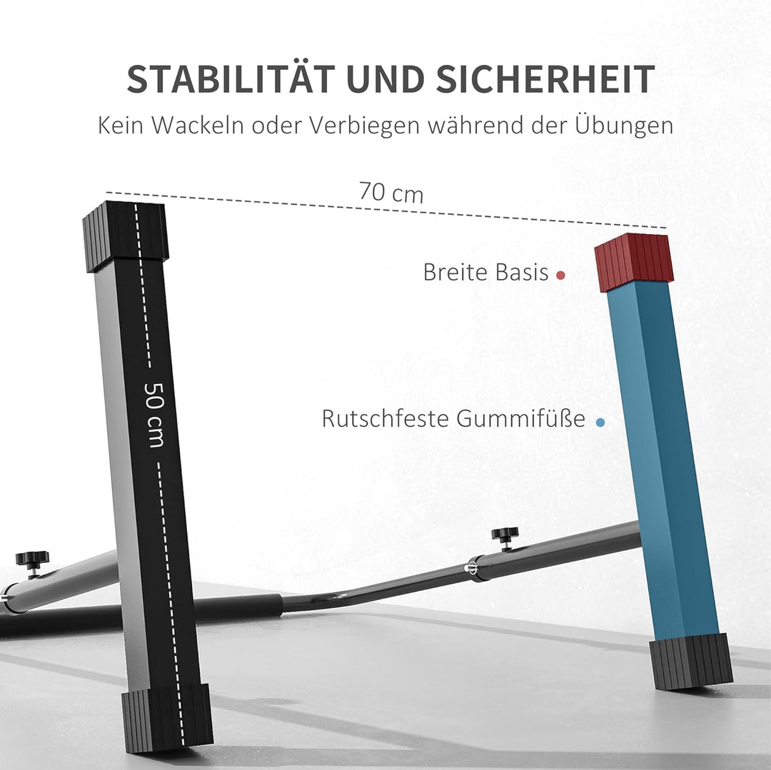 HOMCOM Dip Barren Bars 2er Set Rutschfest Dip Station 80-100 cm Höhenverstellbar Fitness Parallettes