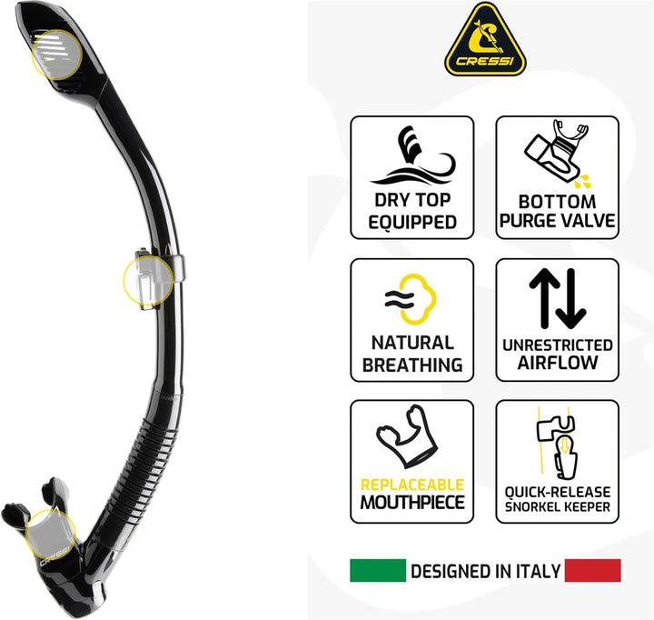 Cressi Panorama-Maske und Trocken-Schnorchel-Set zum Schnorcheln, Tauchen, Pano 3 & Supernova Dry: e