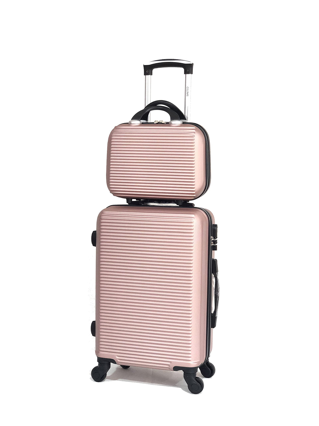 Koffer für mittelgrosse Kabine, gross, mit oder ohne Kosmetiktasche – französische Marke Roségold, 5