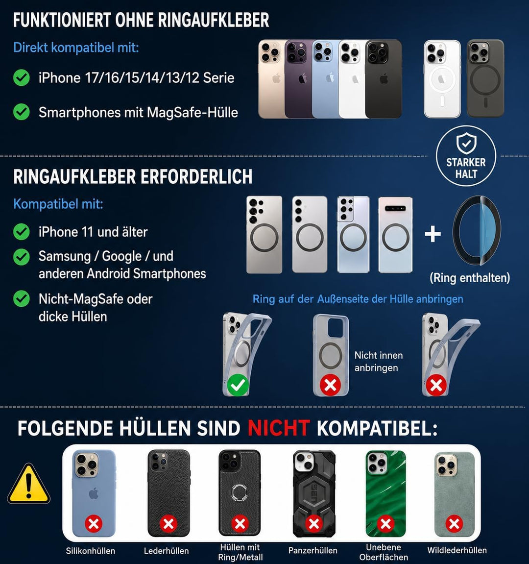 Telvesse 2026 Vakuum-Magnet Handyhalterung mit starker Saugkraft, klappbar & 360° verstellbar – Magn