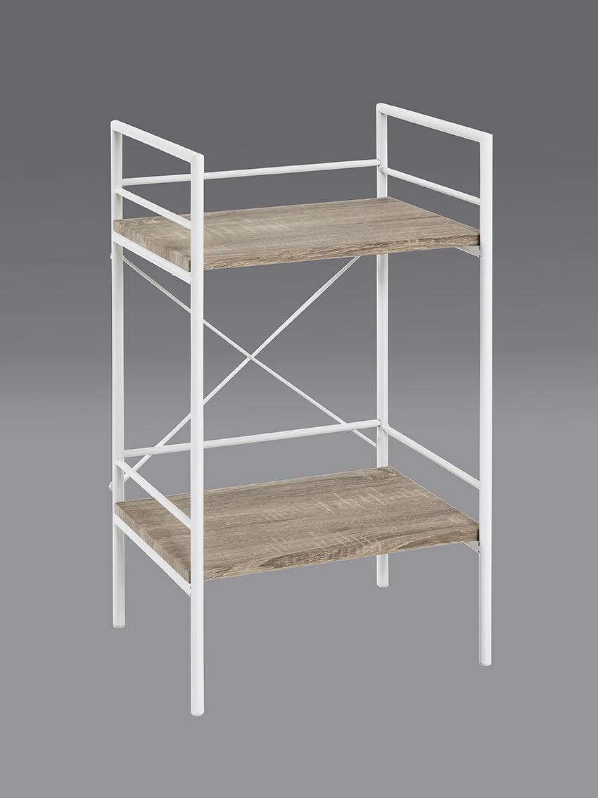 HAKU Möbel Beistelltisch, MDF, weiss-eiche hell, B 34 x T 27 x H 62 cm, Weiss-eiche Hell