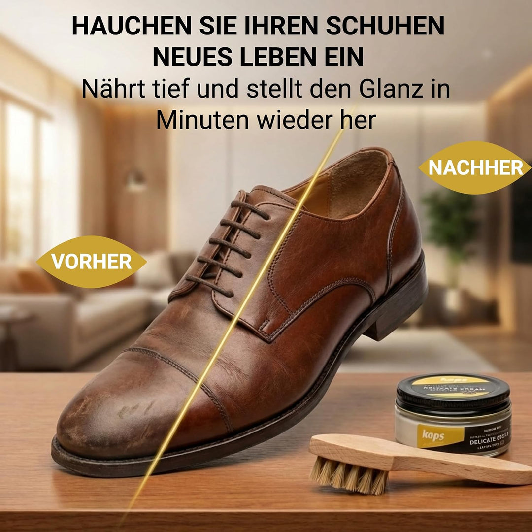 Kaps Napoli Schuhpflegeset – Feinste Schuhbürsten, Lederpflege Set zum Reinigen & Polieren von Glatt