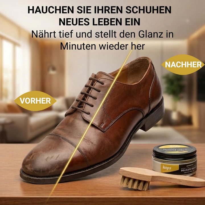 Kaps Napoli Schuhpflegeset – Feinste Schuhbürsten, Lederpflege Set zum Reinigen & Polieren von Glatt