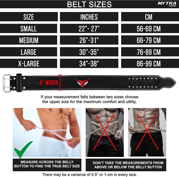 Mytra Fusion power weight lifting belt L4 weight training leather belt power belts for squats workou