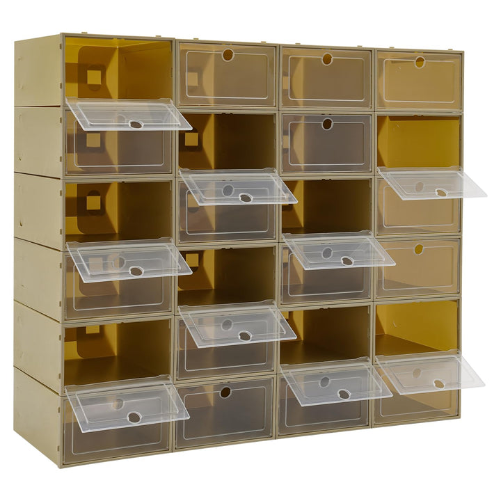 Schuhboxen 24 Pack Schuhkartons, Stapelbar Schuhboxen, Faltbares Schuhaufbewahrung Transparent Schuh