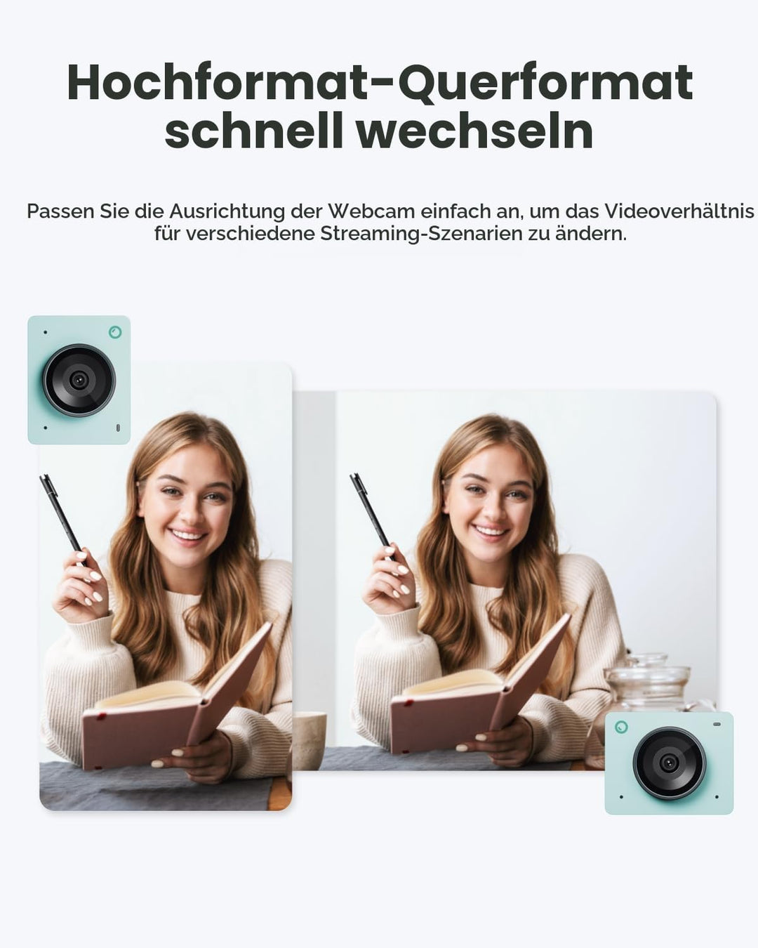 OBSBOT Meet 2-4K Webcam für PC mit 1/2" Sensor, KI Framing& Autofokus, Beauty-Modus, Gestensteuerung