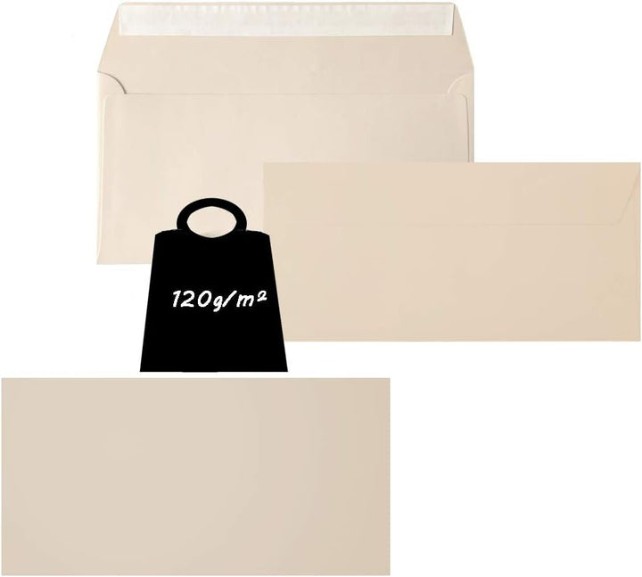 DIN lang Briefumschläge, 110x220mm, 120g, gerade Lasche mit Haftklebung, ideal für Geburtstag, Weihn