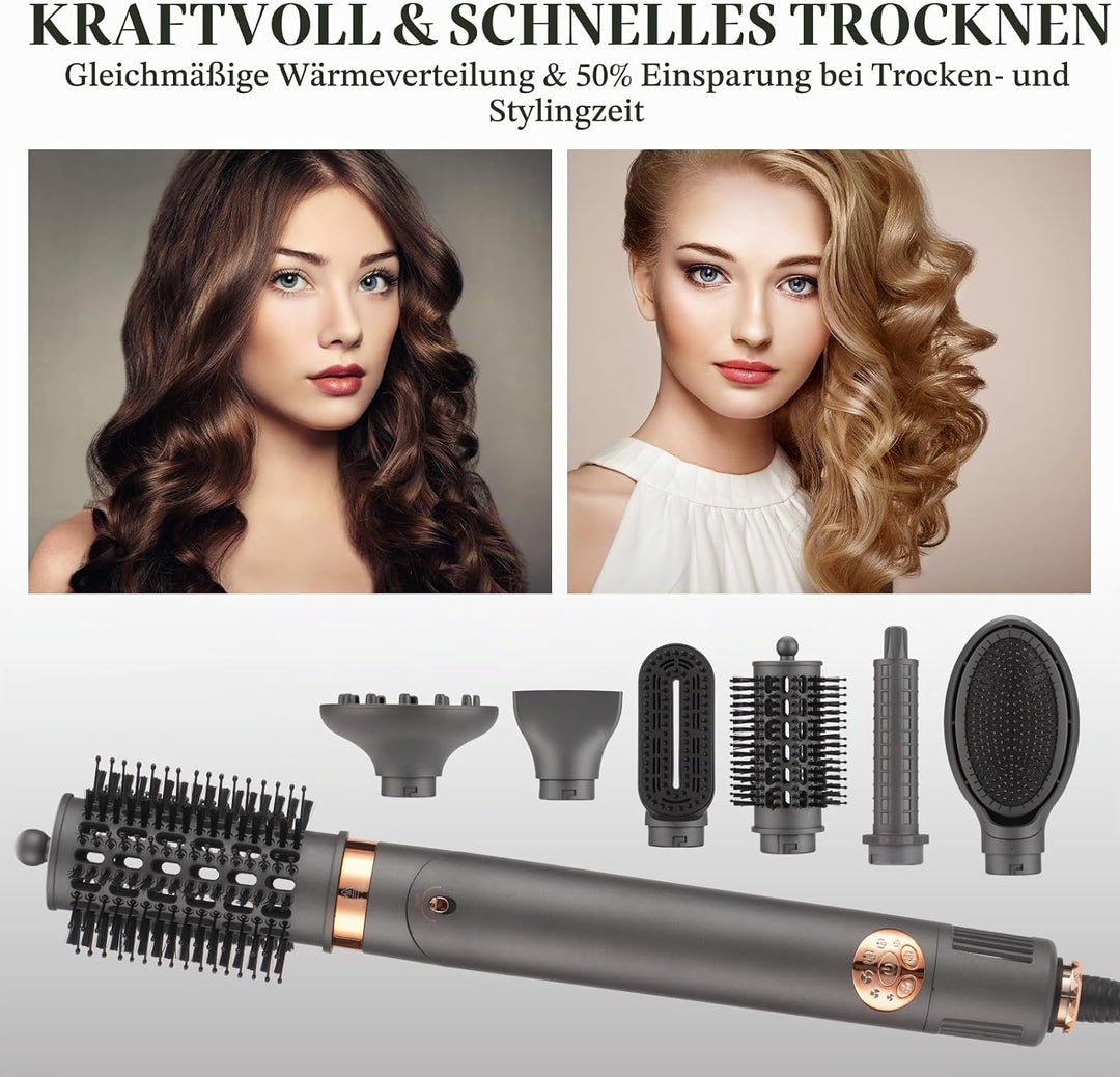 BESTBOMG Air Styler 6 in 1 Hairstyler Haartrockner Heissluftbürste, Lockenstab Multistyler Glättbürs