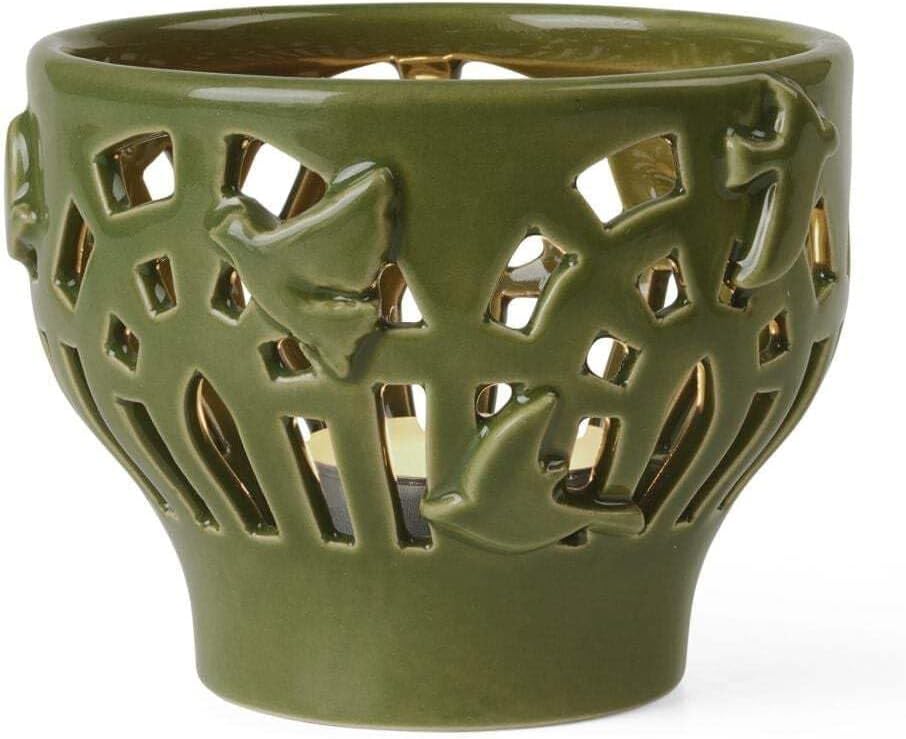 Kähler Design Orangery Garden Green Teelichthalter aus Keramik, Farbe: Grün, Masse: Durchmesser: 9.5