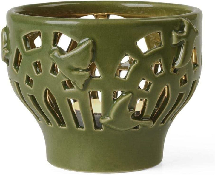 Kähler Design Orangery Garden Green Teelichthalter aus Keramik, Farbe: Grün, Masse: Durchmesser: 9.5
