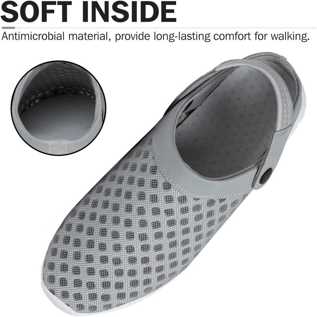 SAGUARO Sommer Unisex Clogs Hausschuhe Mesh Atmungsaktiv Gartenschuhe Gr. 36-48 42 EU Grau, 42 EU Gr