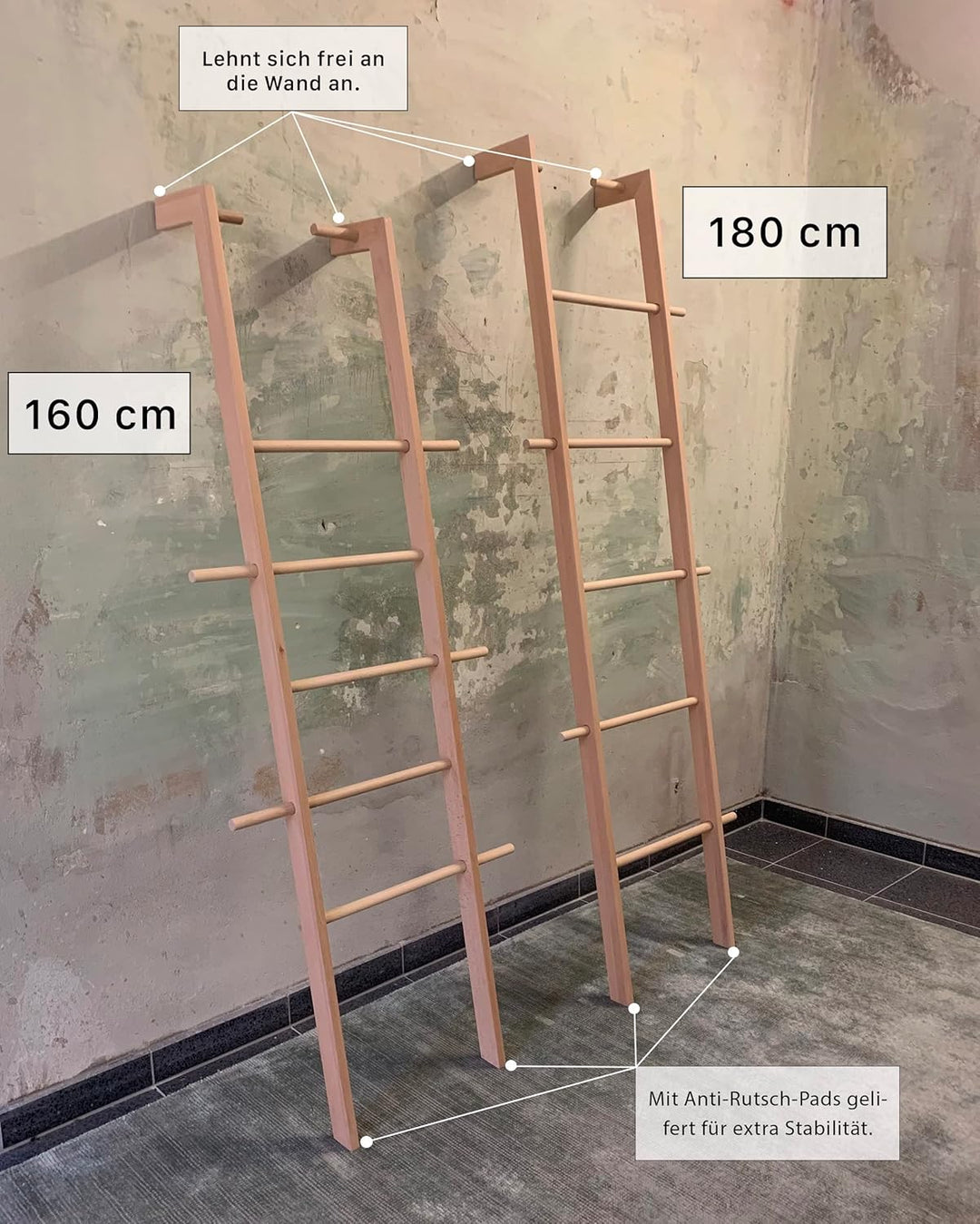 Kleiderleiter &amp; Kleiderständer Holz, Handtuchleiter &amp; Handtuchhalter aus Massivholz, Designer Holzle