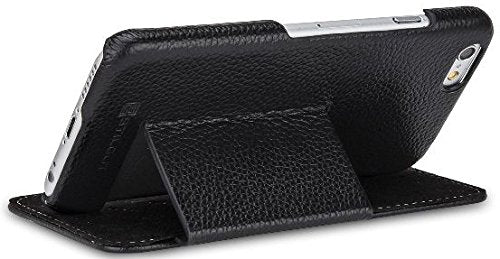 STILGUT Leder-Hülle kompatibel mit iPhone 6 Book Type mit Standfunktion, schwarz, Schwarz