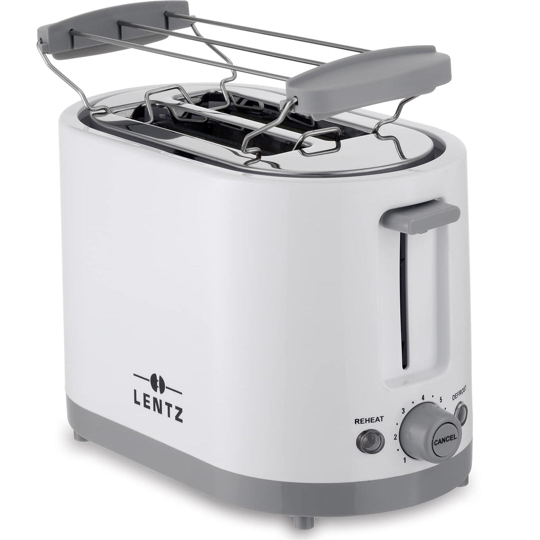 LENTZ 2-Scheiben"COOL TOUCH" Toaster mit Brötchenaufsatz 750 Watt Toastautomat (weiss), Weiss