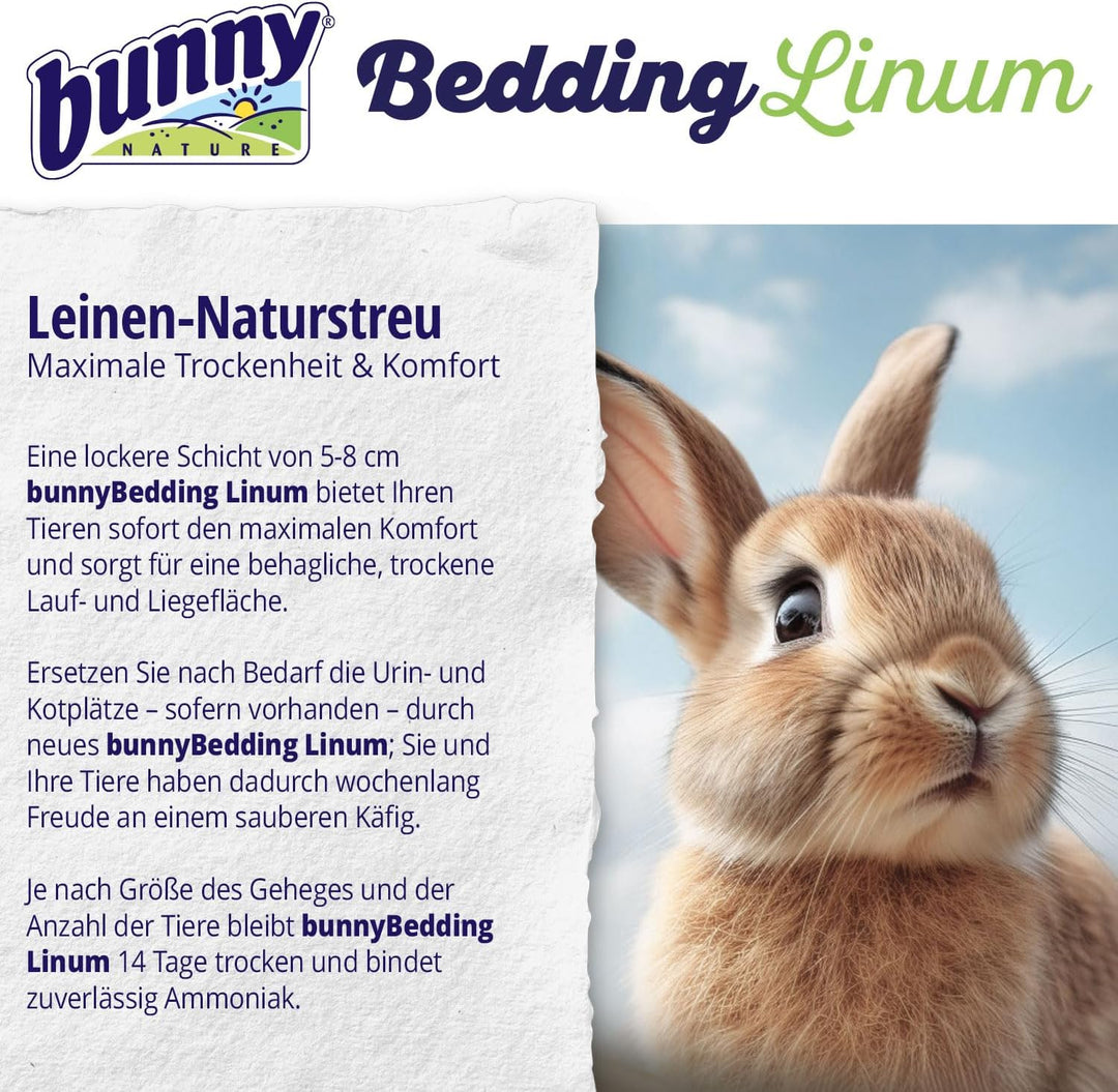 bunnyNature Bedding Linum 35l | Natur-Leinenstreu | Komfort &amp; Hygiene für Haustiere | Umweltfreundli
