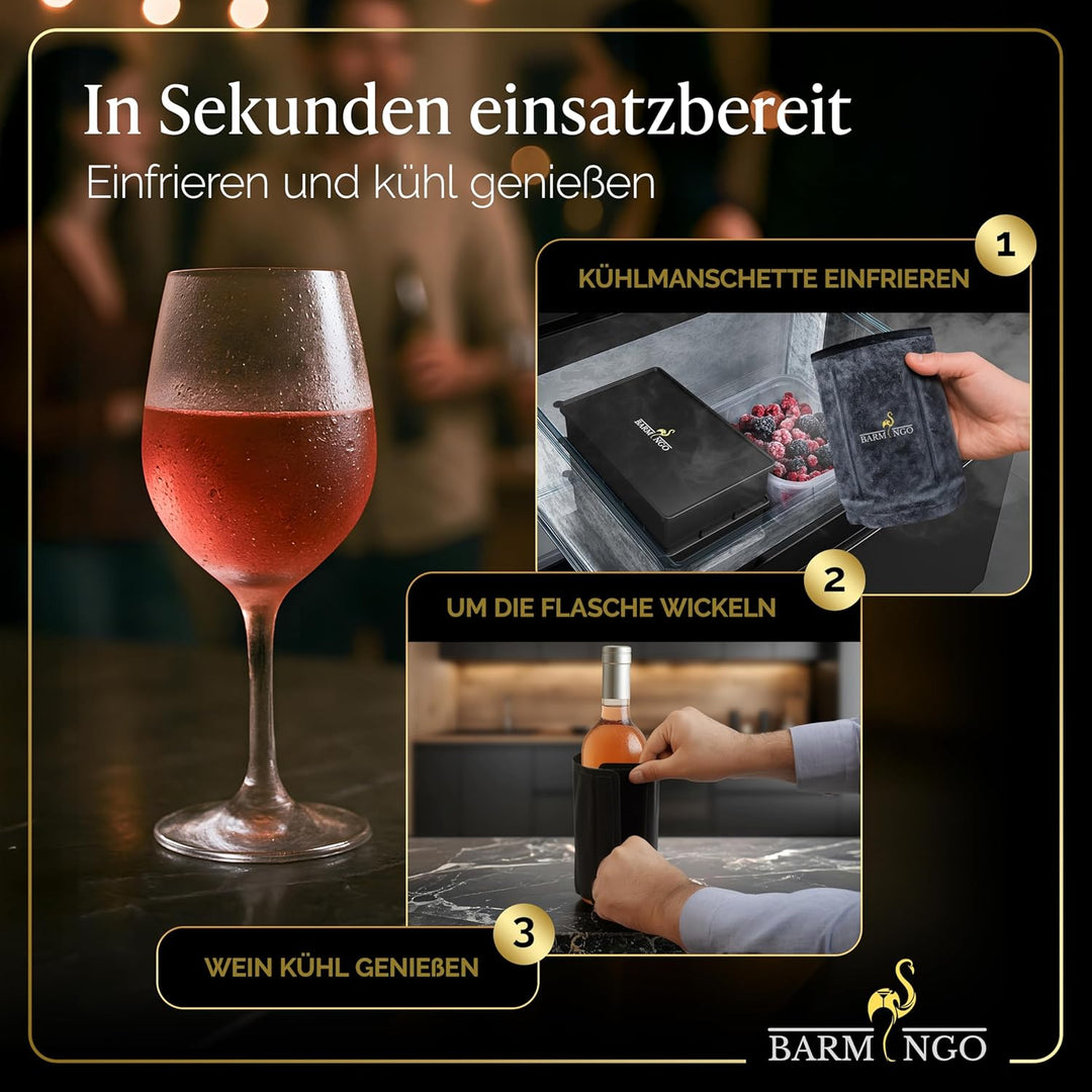 Kühlmanschette Wein 2er Set – Weinkühler Manschette für Sekt & Champagner | Flexibler Flaschenkühler