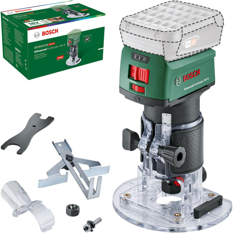 Bosch Akku-Kantenfräse AdvancedTrimRouter 18V-8 (ohne Akku, 18 Volt System, Bürstenloser Motor, im K