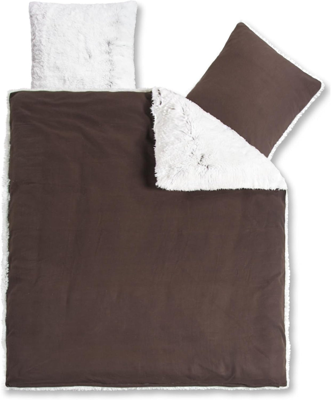 CelinaTex Minka Bettwäsche 200 x 220 cm 3teilig Longhair Felloptik Bettbezug Creme weiss braun 200 x