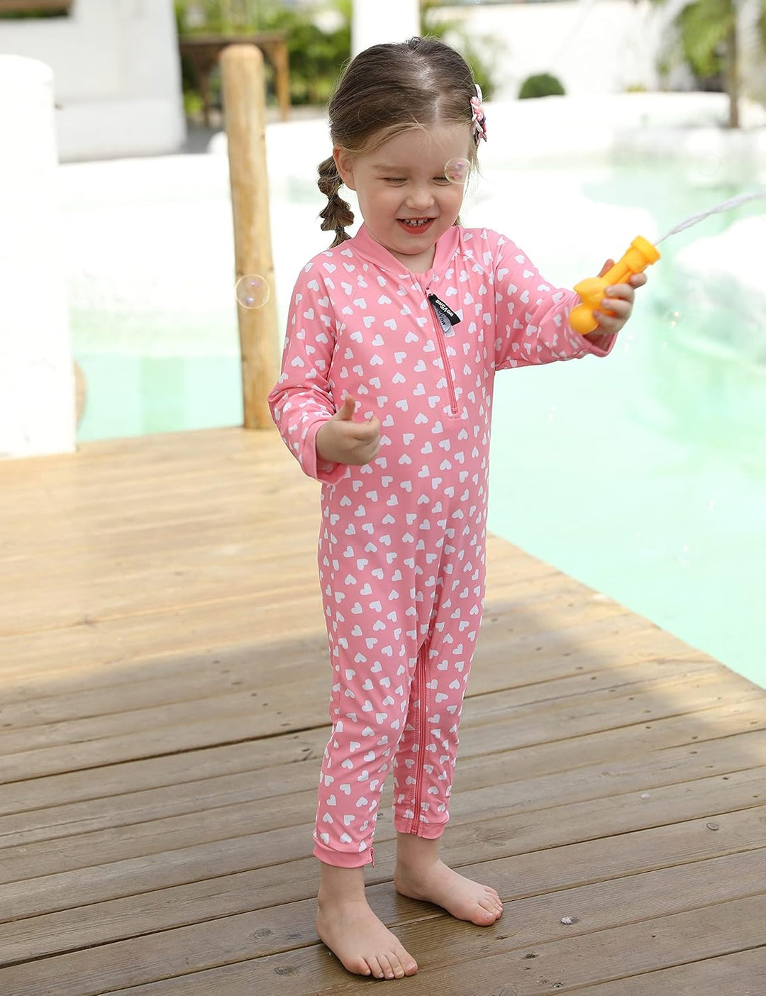 weVSwe Baby Mädchen Langarm Badeanzug UV-Schutz UPF 50+ Einteiler mit Kleinkind Sonnenhut Flap Cap 0