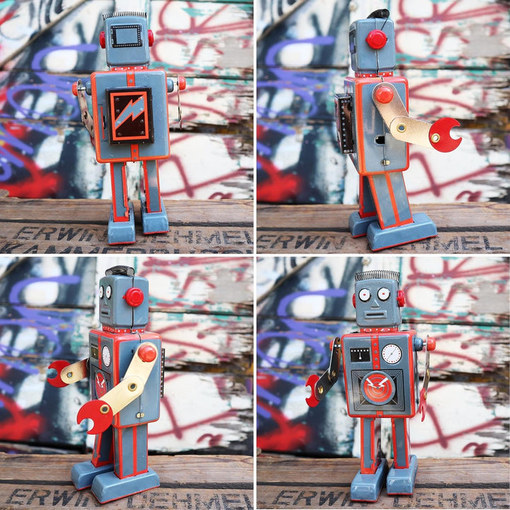 Superfreak Roboter - Mechanical Robot - grau - Blechroboter - Retro Blechspielzeug Modell 03, Modell