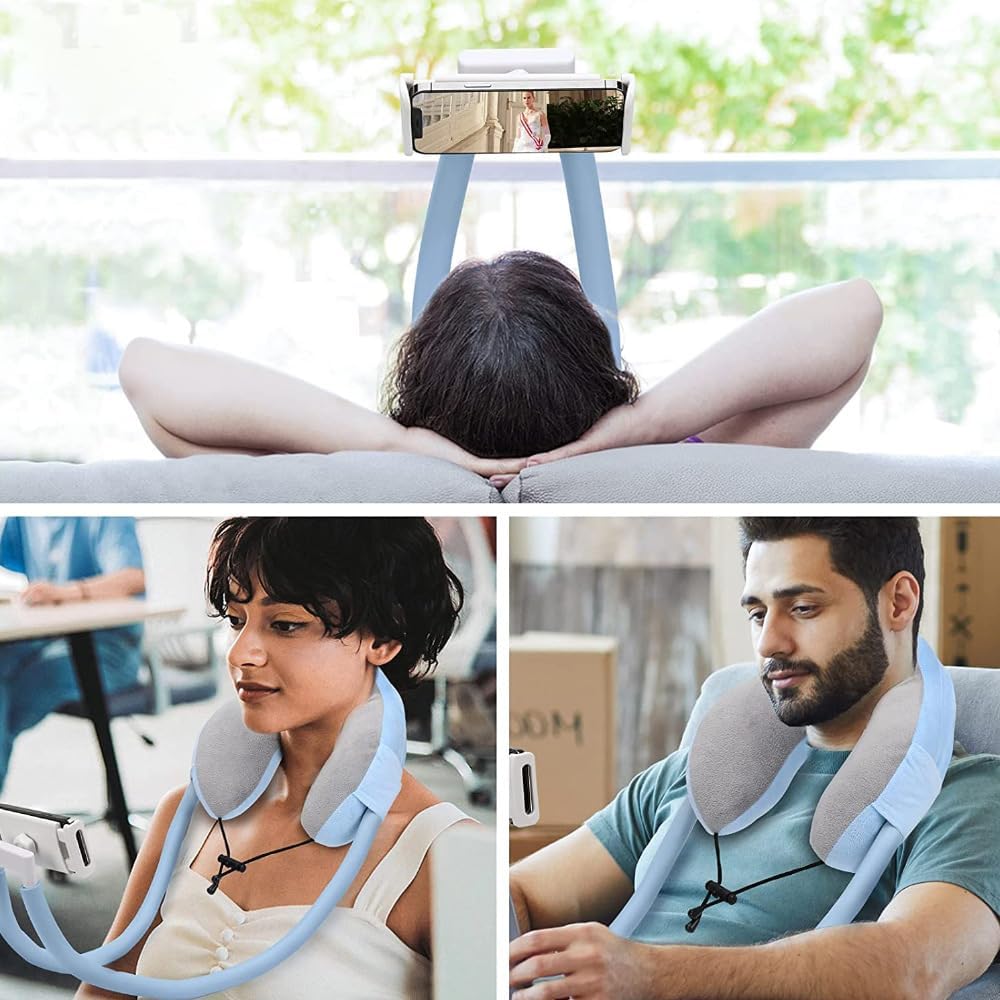 EightSpace Neck Pillow Phone Holder,Lazy Gooseneck Cell Phone Stand with 360 Clip,Universal Mobile P