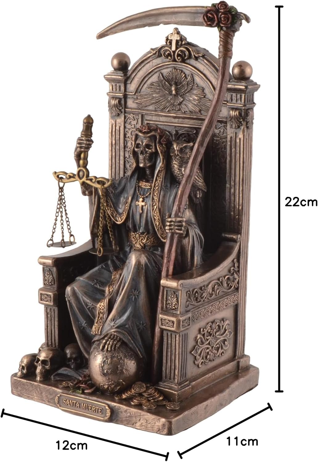 Santa Muerte auf Thron mit Sense und Waage - bronziert/coloriert by Veronese